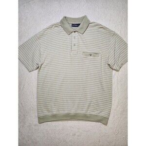 Puritan Vintage Polo Shirt Men's L Taupe Striped Knit 90's Grandpacore